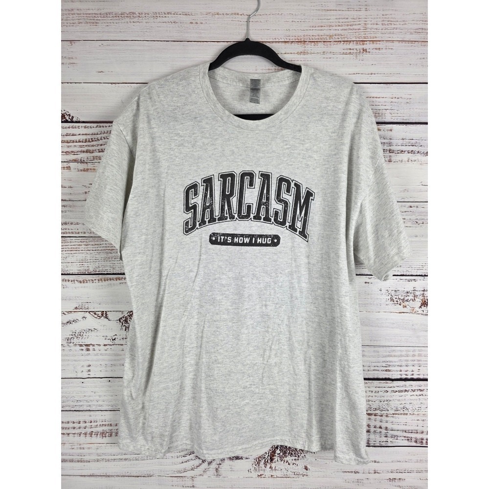 Gildan Heavy Cotton T Shirt XL Womens Grey Sarcasm Funny Crew Neck
